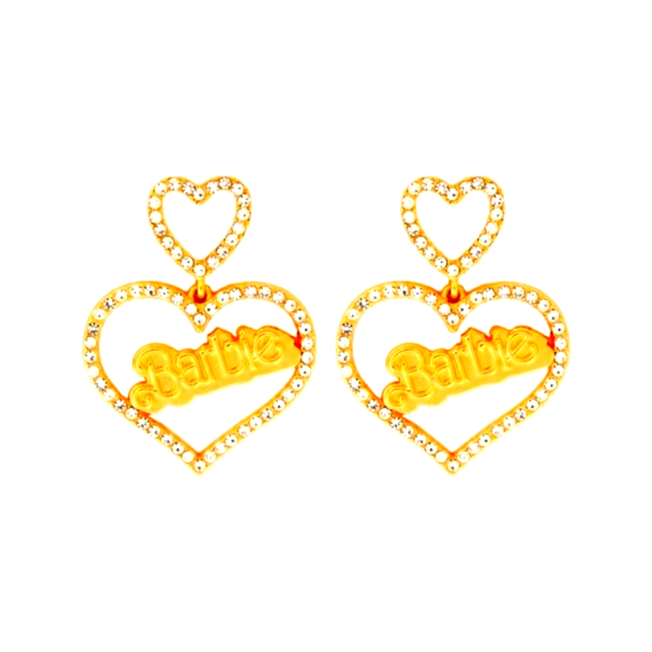 Barbie The Movie Rhinestone Heart Drop Earrings